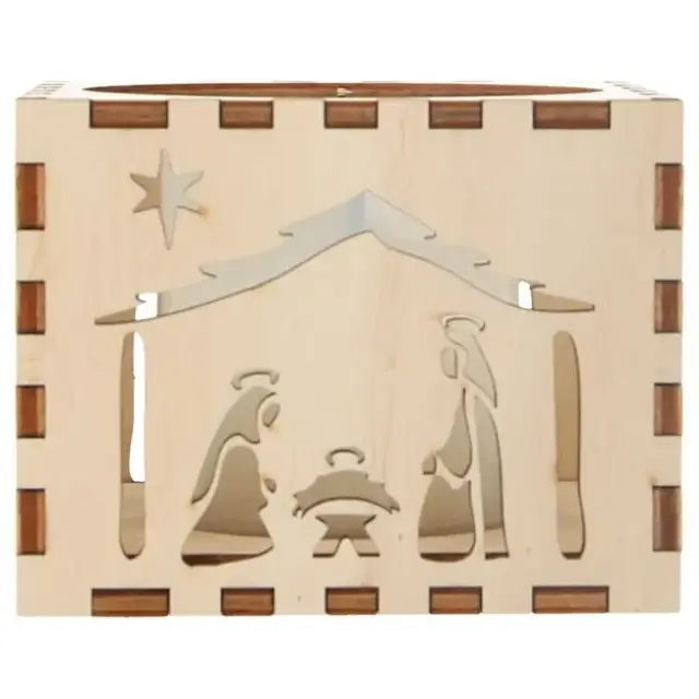 Bougeoir en bois avec crèche de Noël