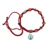 Armband op koord Houten kralen - Kruisje email + med. - Kl. ass.