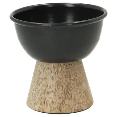 Wierookbrander - H 7 x 6 cm - Zwart ijzer en houten voet