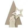 Nativité avec sapin en résine blanche et beige 13.5 cm
