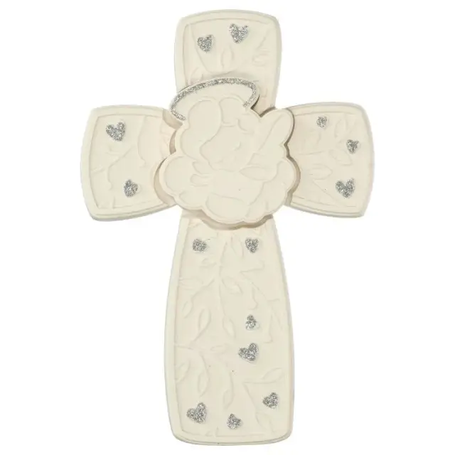 White cross guardian angel 10 x 15 cm