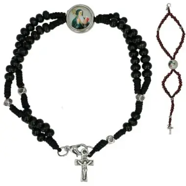 Armband/rozenkrans op koord met H. Benedictus (2 kleuren)