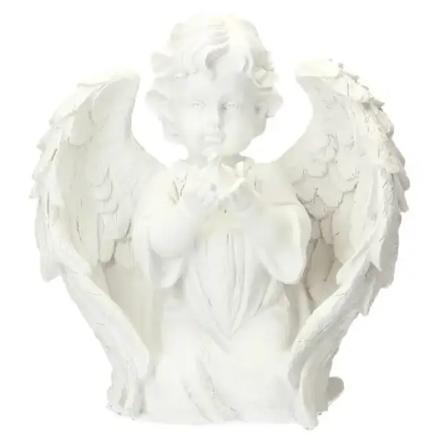 Ange avec oiseau Ht 28 cm - 2 / set