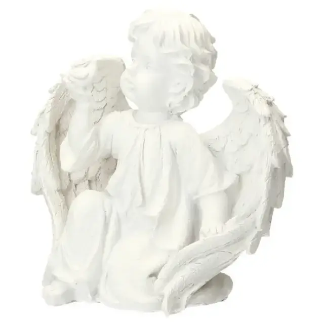 Ange avec oiseau Ht 28 cm - 2 / set