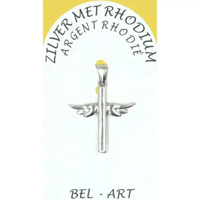 Croix avec ailes argent rhodié- 20 X 20 mm