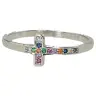 Ring met kruis in zilver en gekleurde strass steentjes