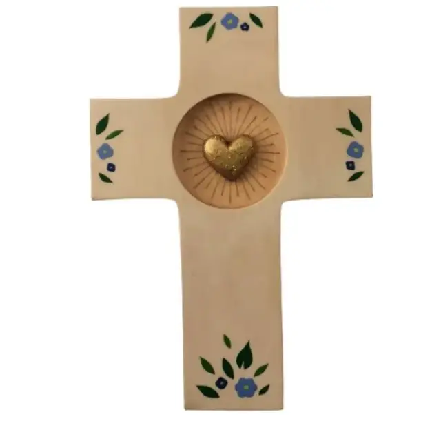 Cross - You fill my heart - White patina - 14x10cm