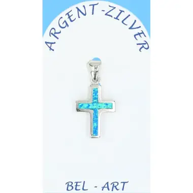 Croix Argent "Opal" 15 X 12 Mm