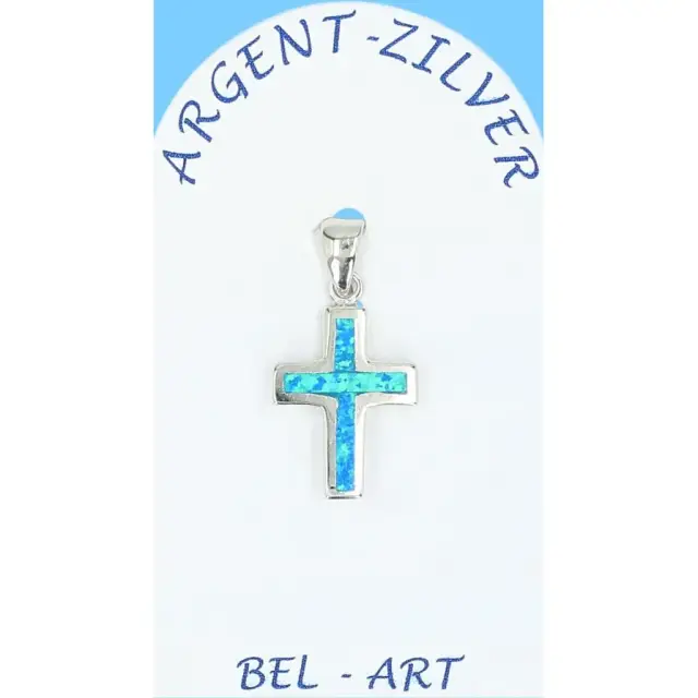 Croix Argent "Opal" 15 X 12 Mm