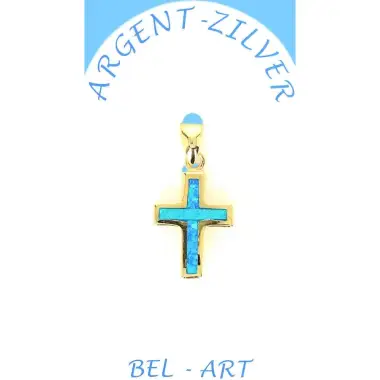 Croix Argent doré "Opal" 15 X 12 Mm
