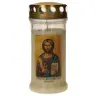 Candle in glass with golden metal lid - white - Pantocrator - 10 pieces per box