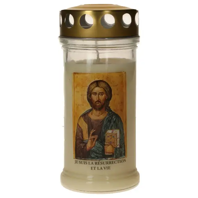 Graflicht in glas met deksel verguld - Pantocrator - Frans - 10 stuks / doos