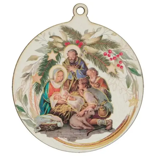 Hanging wood christmas decoration - Nativity