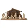 Crèche de Noël en bois avec cabane et 15 personnages de 07cm