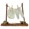 Fil à linge miniature pour crèche de Noël (10x5x9 cm)