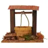 Fontaine avec toit miniature pour crèche de Noël (10x8x9 cm)