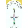 Pendentif croix argent avec zircons multicolores 25 x15 mm