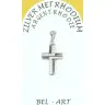 Croix argent avec zircons - 20 X 15 mm