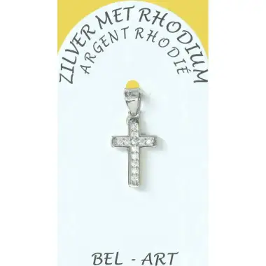Kruisje zilver met zirkonen - 15 X 10 mm