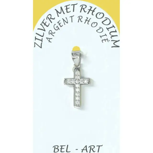 Croix argent avec zircons -15 X 10 mm