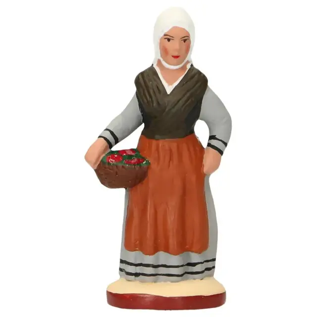 Santon Gateau 7 Cm - Femme Plougastel fraises