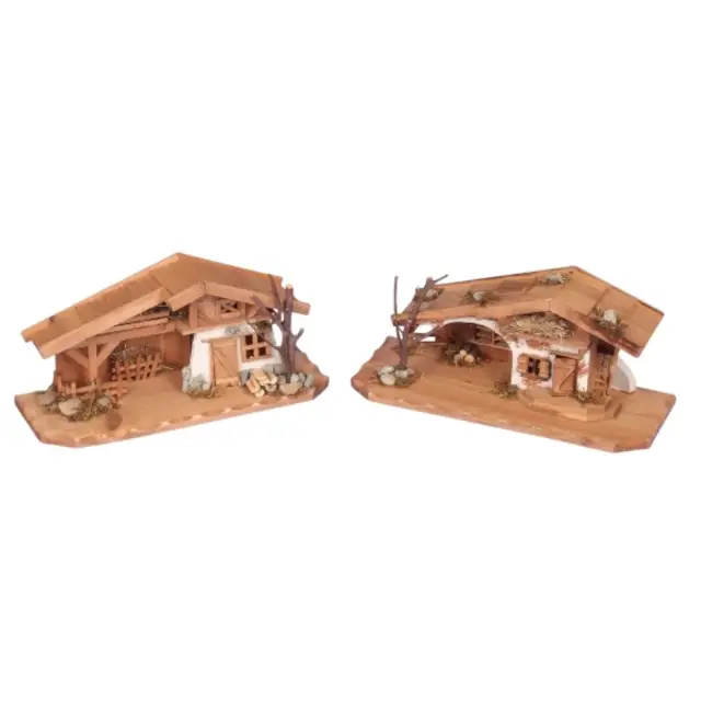 empty christmas stable for christmas characters 6-8 cm (30x14x11cm)