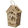 Wooden lantern with nativity 31 cm