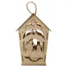 Wooden lantern with nativity 31 cm