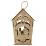 Wooden lantern with nativity 31 cm