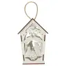 White wood lantern with nativity 17 cm + light
