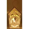 White wood lantern with nativity 17 cm + light