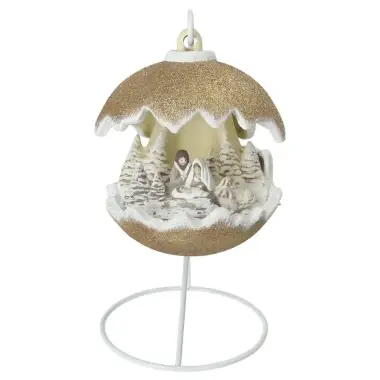 Christmas nativity in a ceramic christmasball + light