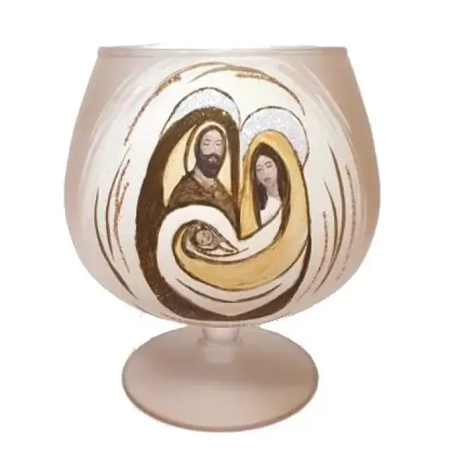 Kaarsenhouder Heilige Familie gouden - D 12 Cm