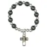 Dizainier sur élastique Hématite + croix métal