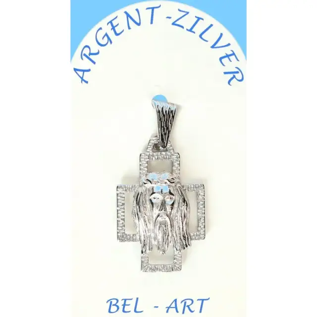 Kruisje Zilver - Christus kop - 25 x 16 mm