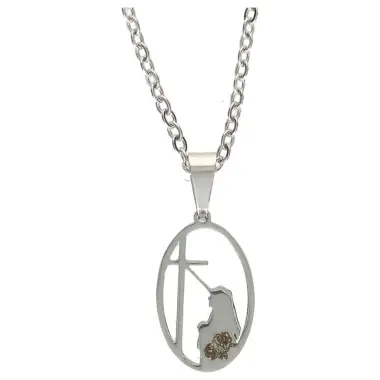 Necklace stainlees steel and medal of Sainte Rita