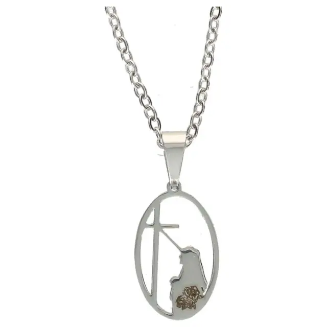 Necklace stainlees steel and medal of Sainte Rita