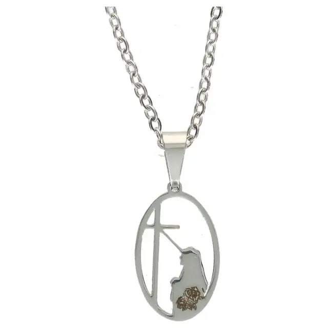 Necklace stainlees steel and medal of Sainte Rita