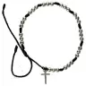 Armband/koord - kralen en kruisje verzilverd/verguld