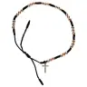 Armband/koord - kralen en kruisje verzilverd/verguld
