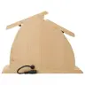 Sainte Famille en bois sculpte 10 cm + Cabane avec lumière