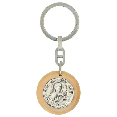 Porte-Clefs 33 mm Ste Rita Bois d'olivier