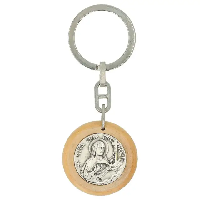 Porte-Clefs 33 mm Ste Rita Bois d'olivier