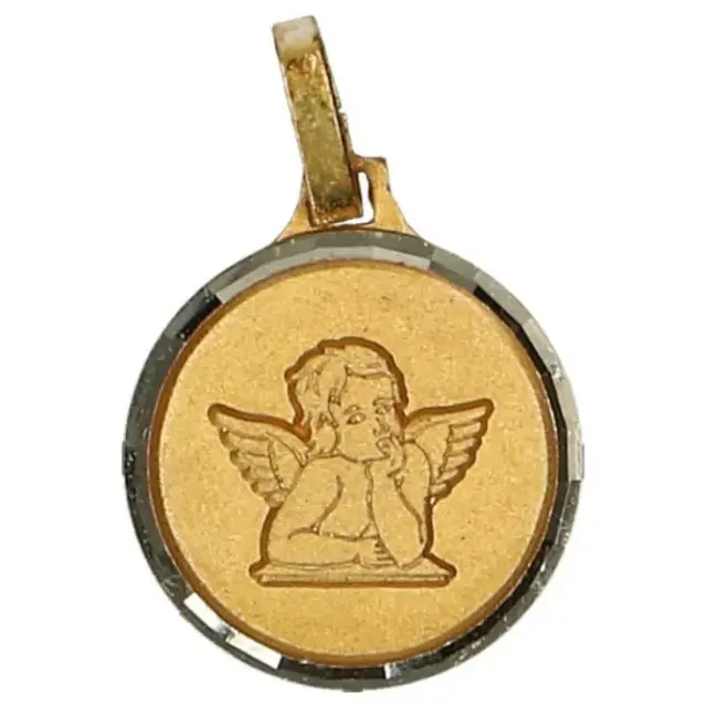 Medaille verguld Engel + Verschijning van Banneux 14 X 14 mm
