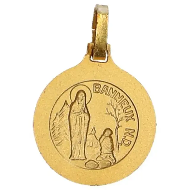 Medaille verguld Engel + Verschijning van Banneux 14 X 14 mm