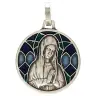 Médaille 18 mm - Vierge priante - Métal avec email bleu