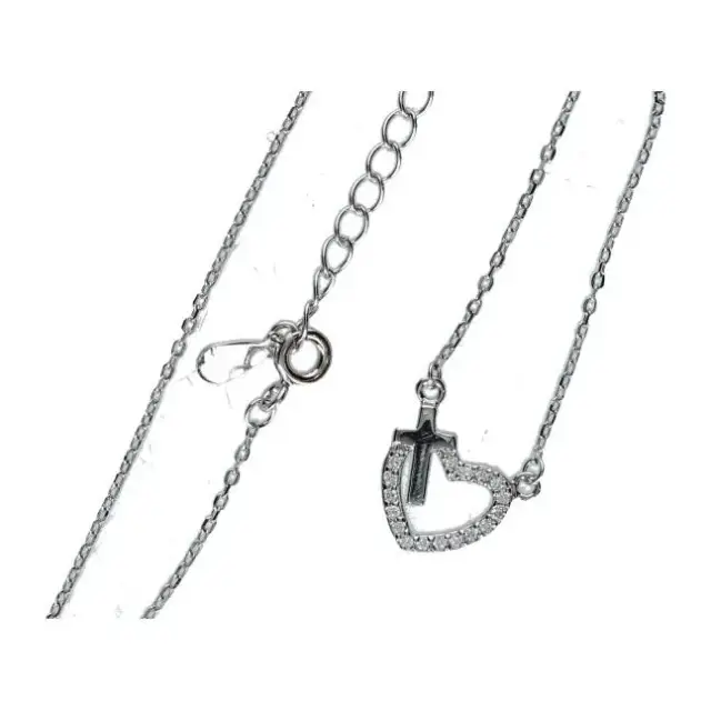 Coeur en argent avec croix 10 mm + Chaîne