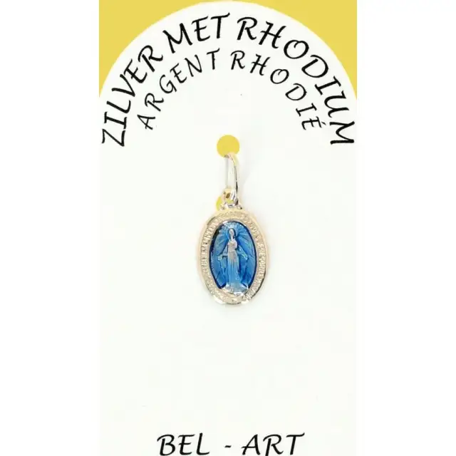 Médaille Argent Rhodié - Miraculeuse - 12 mm - Email Bleu