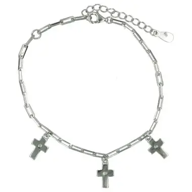 Bracelet avec croix en argent rhodié