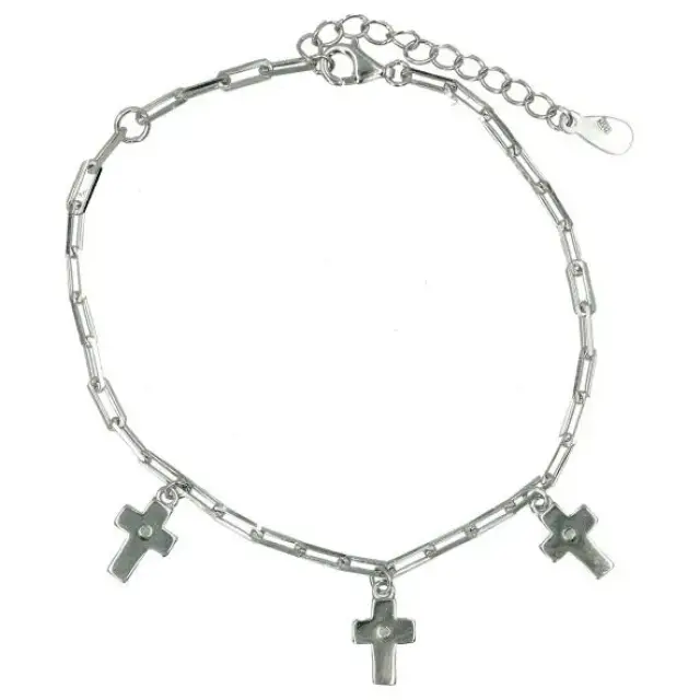 Armband met kruizen in zilver + rhodium